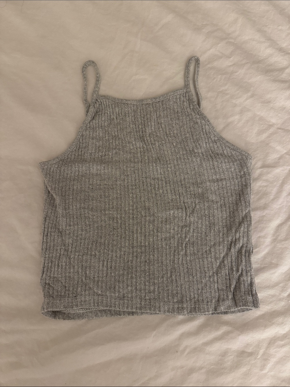 Brandy Melville Ribbed Knit Spaghetti Strap Tank Top - Gray